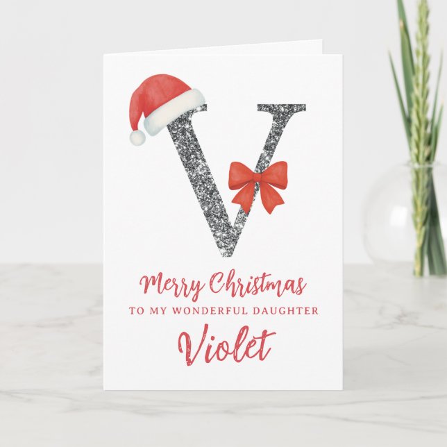 Carte Personalised Christmas Card - Letter V (Devant)