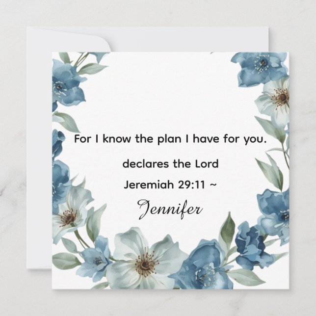 Carte Personalized Bible Scripture jeremiah 29v11 (Devant)