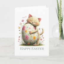 Personalized Cute Easter Kitten Folded Card