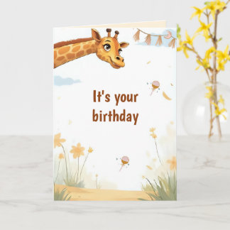 Carte Personalized Cute Giraffe Birthday Card
