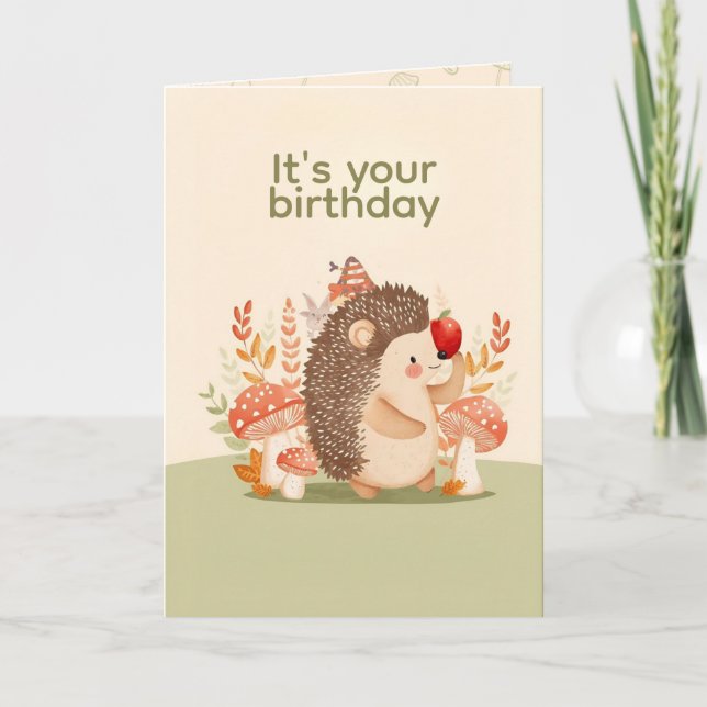Carte Personalized Cute Hedgehog Birthday Card (Devant)