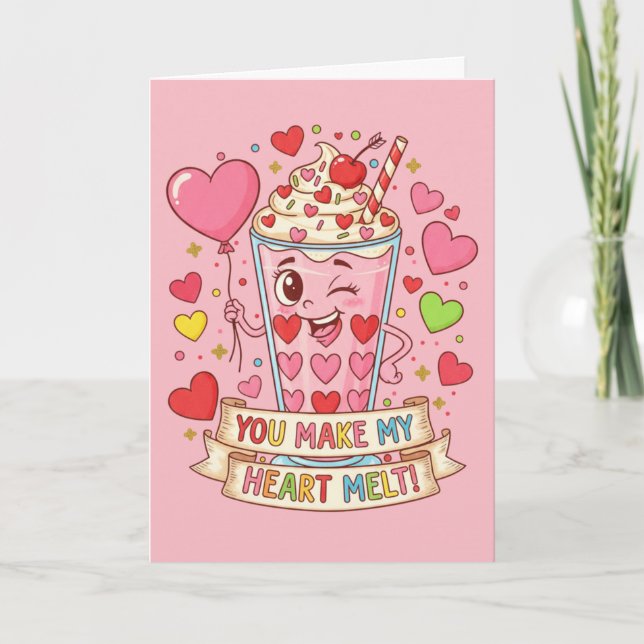 Carte Personalized Cute Love Milkshake Valentine (Devant)