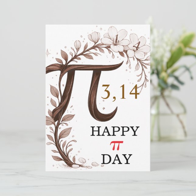 Carte Personalized Floral Pi Day Card, Elegant Math gift (Debout devant)