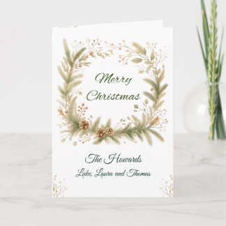 Carte Personalized Merry Christmas Wreath Card