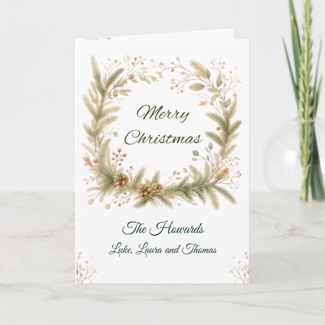 Carte Personalized Merry Christmas Wreath Card (Devant)