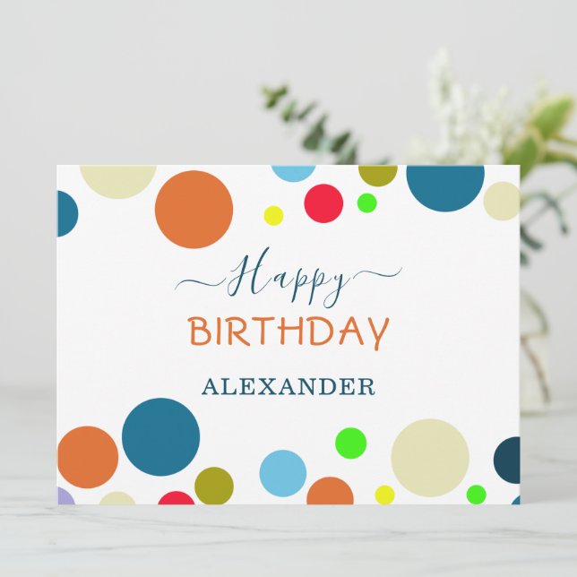 Carte Personalized Multicolor Happy Birthday Card (Debout devant)