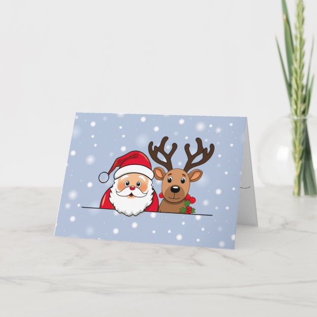 Carte Personalized Santa & Reindeer Christmas (Devant)