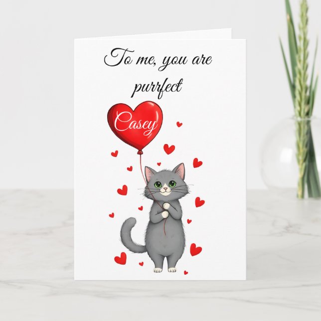 Carte Personalized Valentine's Day Card - Cute Cat   (Devant)