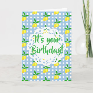 Carte Personalized Yellow Lemons Blue White Birthday