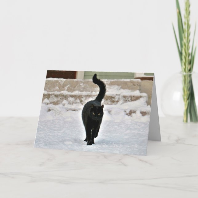 Carte personnalisable Black Kitty Cat Cute (Devant)