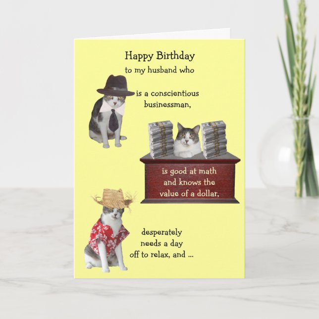 Carte Personnalisable Chat Funny Homme Anniversaire (Devant)