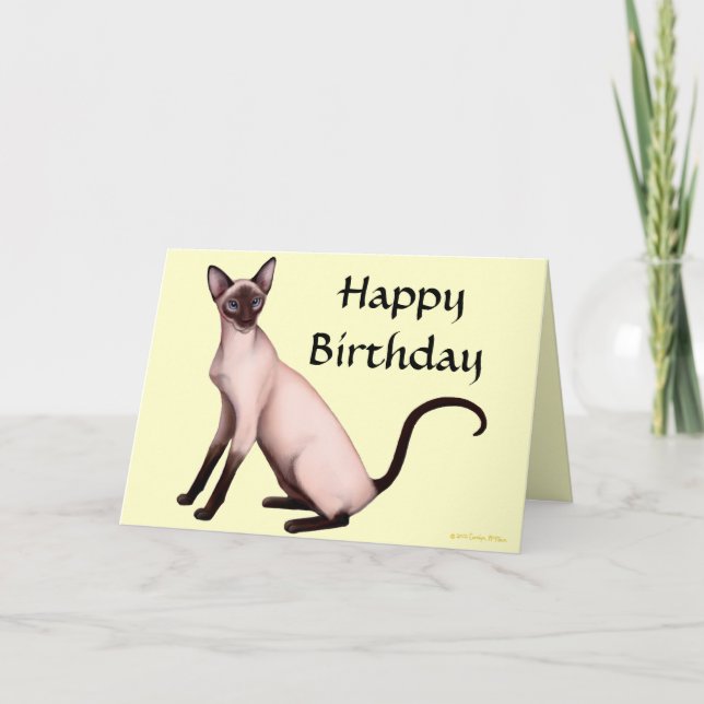 Carte personnalisable de chat siamois de joyeux (Devant)