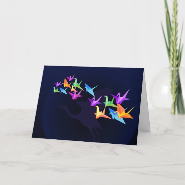 Carte Personnalisable : Grues de couleur (Devant)