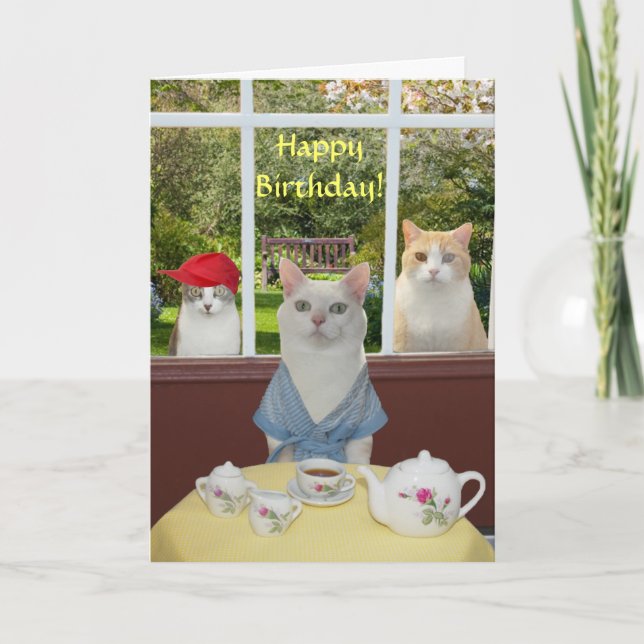 Carte Personnalisable jolie chatte femme anniversaire (Devant)