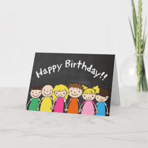 Carte Personnalisable Joyeux Anniversaire avec Enfants e