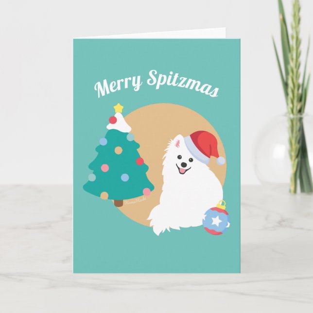 Carte Personnalisable - Joyeux Noël de Spitz Dog Japonai (Devant)