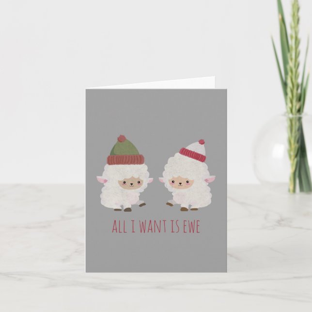 Carte Personnalisable Kawaii Sheep en Beanie de Noël (Devant)