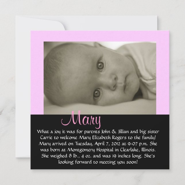 Carte PERSONNALISABLE - "Marie" (Devant)