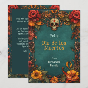 Carte 💀 personnalisable Marigold Frame Dia de Muertos