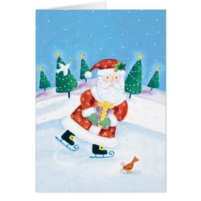 Carte personnalisable Needlepoint ice Père Noël Ch (Devant)
