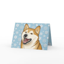 Carte personnalisable rouge de Shiba Inu de Joyeux