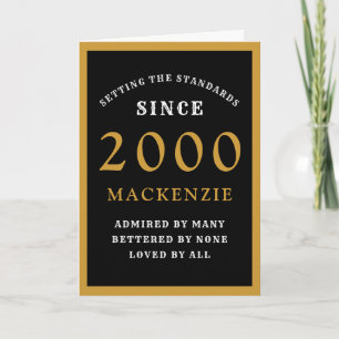 Carte Personnalisé 21e anniversaire 2000 Black Gold Chic