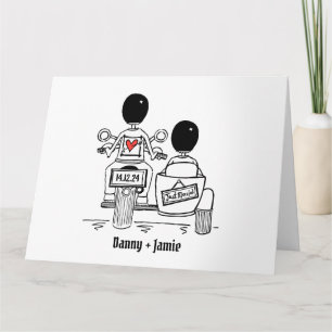 Carte Personnalisé 2 pièces Moto & Mariage Sidecar