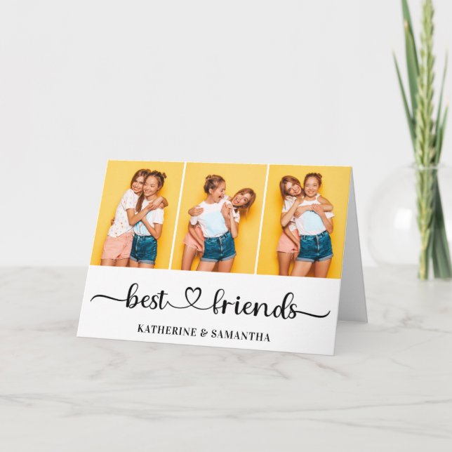 Carte Personnalisé 3 Photo Collage Meilleurs Amis Pour T (Devant)