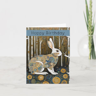 Carte Personnalisé 50e anniversaire du lapin Art Nouveau