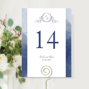 Carte Personnalisé, Chic Monogram Mariage bleu marine