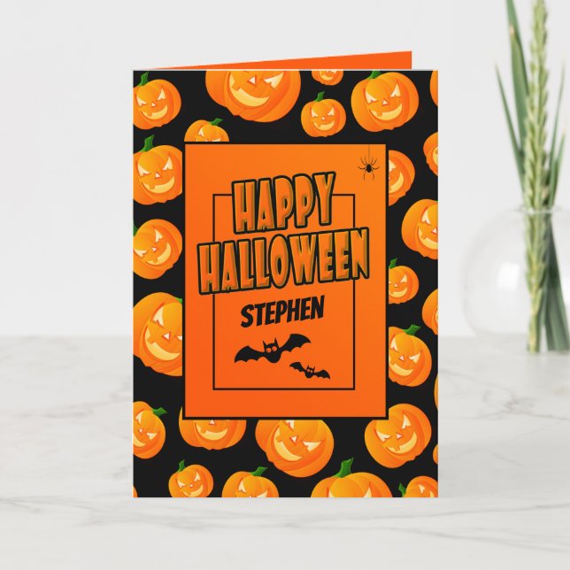 Carte Personnalisé | Citrouille Bonne Halloween Salutati (Devant)