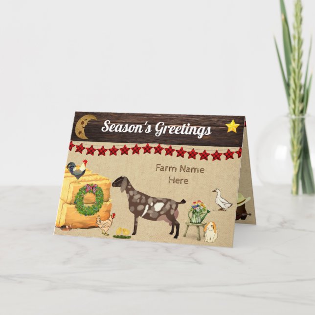 Carte Personnalisé - Country Christmas Nubian Chèvre Far (Devant)