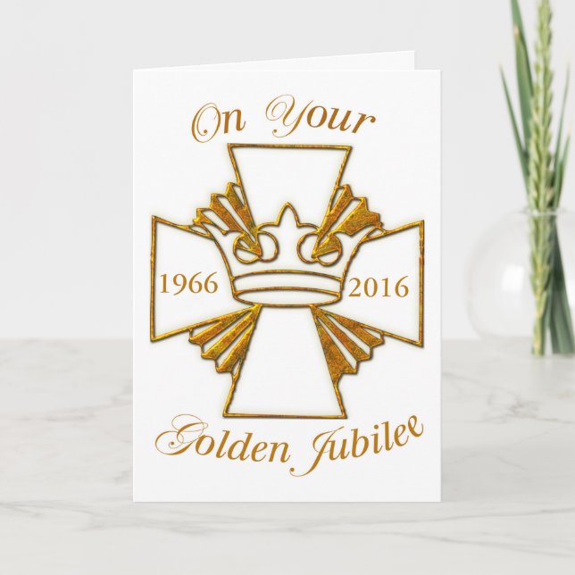 Carte Personnalisé Date Jubilé d'or Félicitations, Or C (Devant)