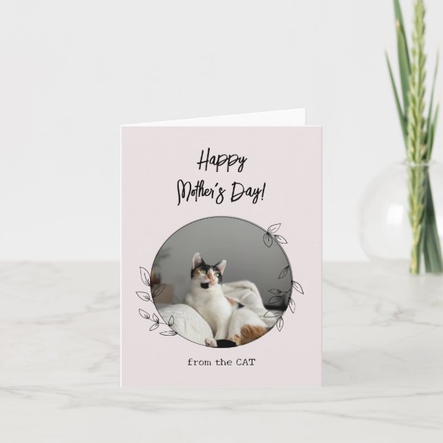 Carte Personnalisé du chat Happy Mère's Day Rose (Devant)