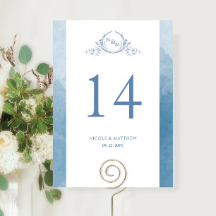 Carte Personnalisé, Élégant Monogramme Bleu Mariage