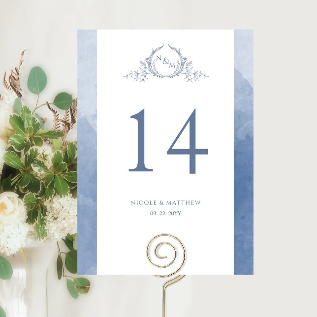 Carte Personnalisé, élégant Monogramme Dusty Mariage ble (Créateur téléchargé)