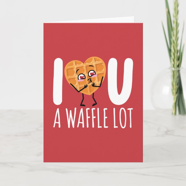 Carte PERSONNALISÉ Je T'AIME Une gaufre Lot Kawaii migno (Devant)
