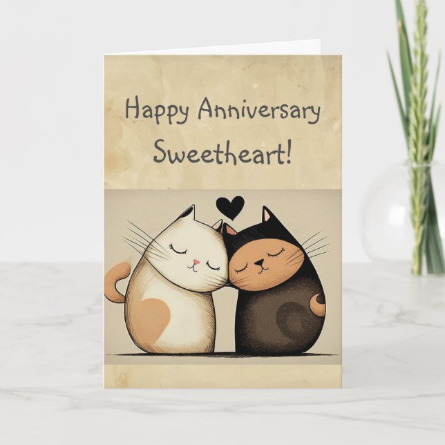 Carte Personnalisé Joyeux Anniversaire Chats adorables (Devant)