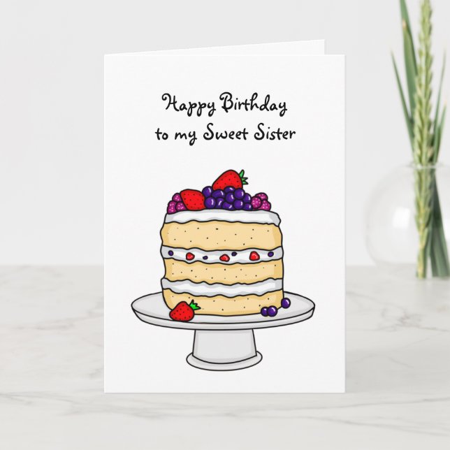 Carte Personnalisé Joyeux gâteau d'éponge d'anniversaire (Devant)