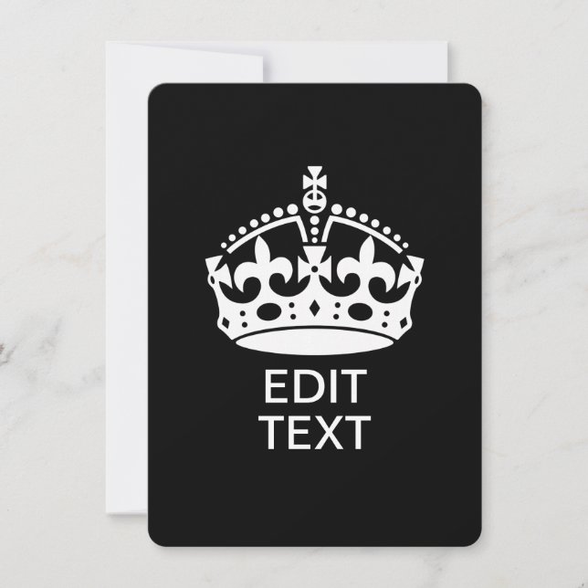Carte Personnalisé KEEP CALM CROWN Modifier le texte (Devant)
