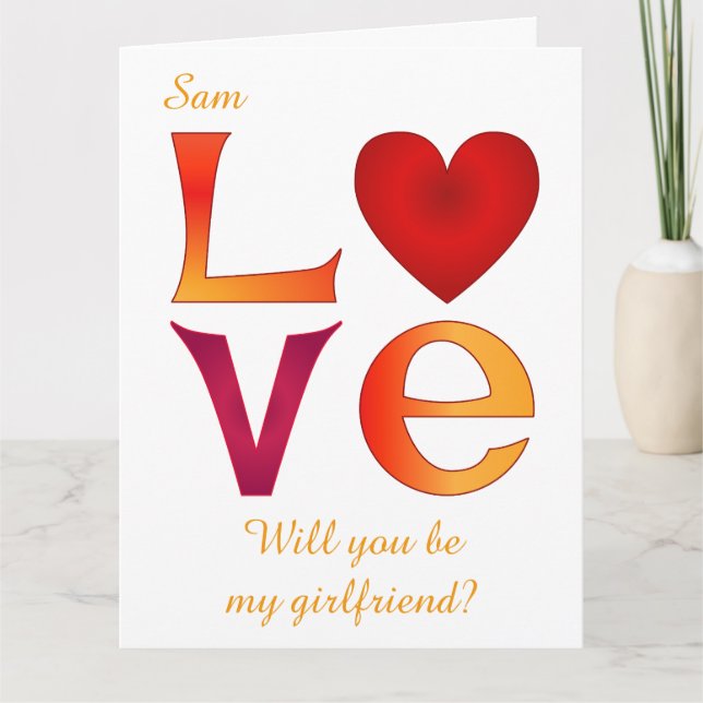 Carte Personnalisé LOVE Carré Girfriend Proposition sur  (Devant)