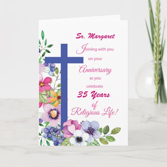 Carte Personnalisé Nom et année, Anniversaire Nun Vie re (Devant)