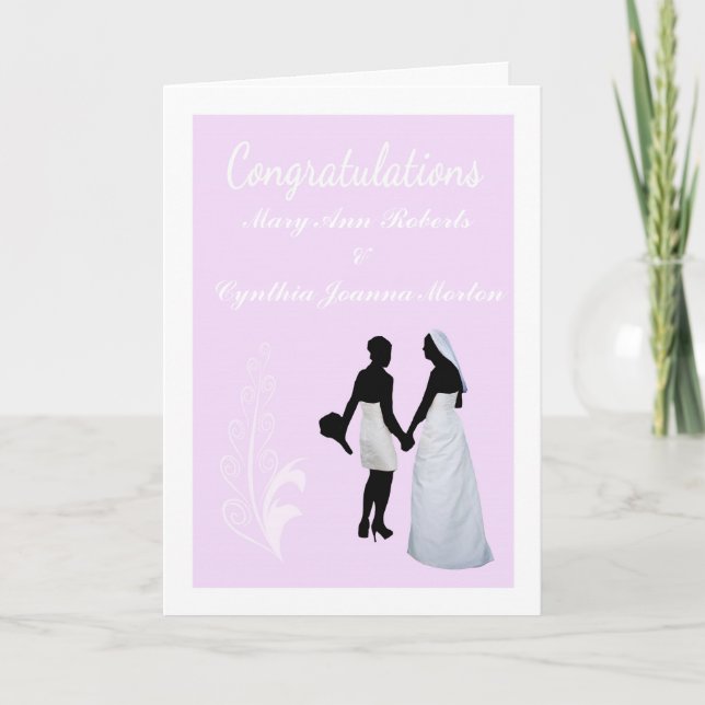 Carte Personnalisé Nom Lesbian Mariage Félicitations Car (Devant)