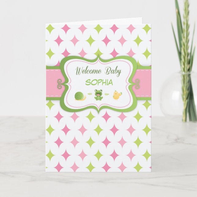 Carte Personnalisé Nom Welcome Baby Girl, Sophia (Devant)