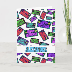 Carte Personnalisé pour lui Neon Joyeux Motif d'annivers