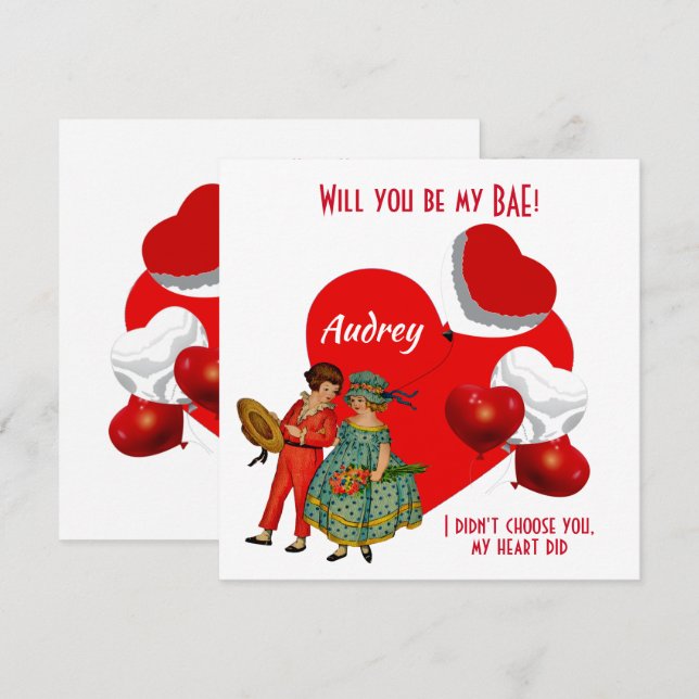 Carte Personnalisé Serez-Vous Mes BAE Girl Boy Bloons (Devant / Derrière)
