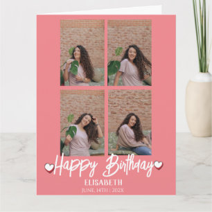 Carte Personnalisé Simple Anniversaire Style Quatre Phot