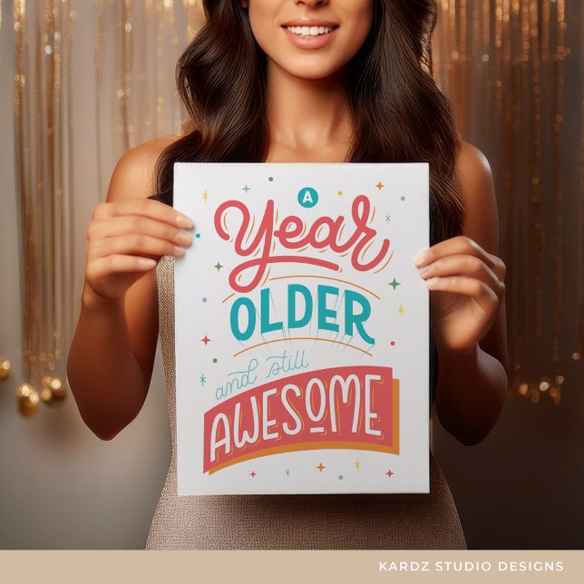 Carte Personnalisé Un An Plus Drôle Citation Anniversair (Card shown in 8.5 x 11 inches. Personalize the message inside and choose the size before checkout.)