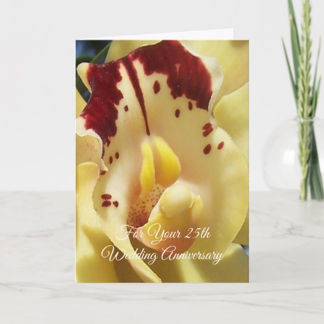 Carte personnalisée 25 ans de mariage Orchidée (Devant)