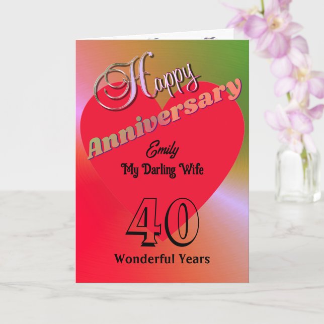 Carte personnalisée 40e anniversaire pour femme (Orchidée)
